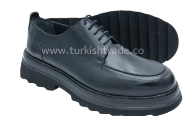 Men's Black Leather Chunky Derby Shoes