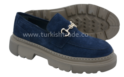 Men's Navy Suede Chunky Loafers