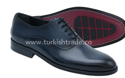 Chaussures Oxford en cuir de veau bleu foncé pour hommes