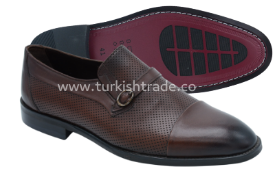 Zapatos Monk Strap de piel marrón para hombre