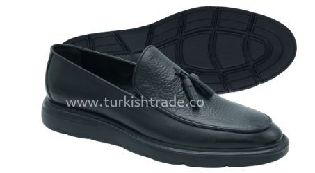 2600nztmn00059 black Men's Classic Black Leather Tassel Loafers