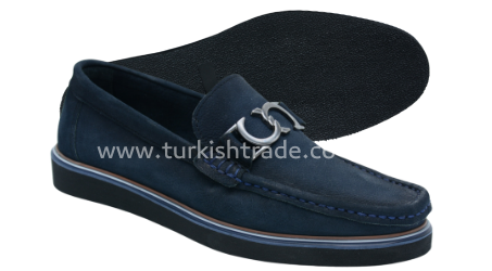 حذاء رجالي من الجلد باللون الكحلي